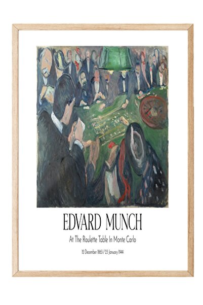 Postifull Edvard Munch - Za stolom za rulet u Monte Karlu, slika u drvenom ok...