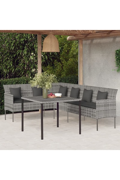 vidaxl Set mobilier de gradina cu perne, 2 piese, gri, poliratan