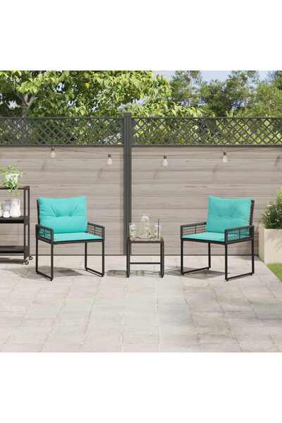 vidaxl Set de Mobilier pentru Exterior cu perna 3 pcs Negru si Turcoaz