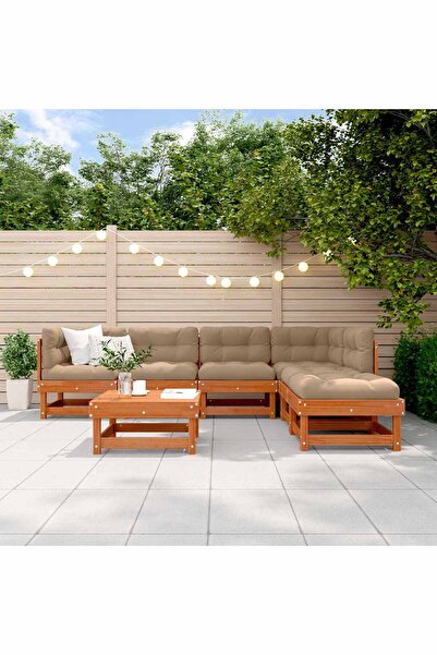 vidaxl Set de lounge pentru gradina 7 pcs Maro ceruit