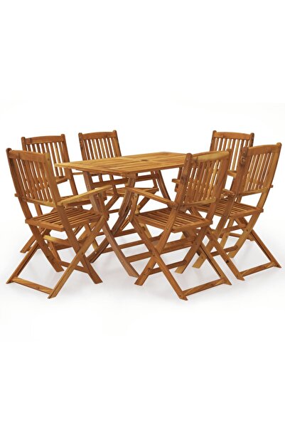 vidaxl Set mobilier de exterior pliabil, 7 piese, lemn masiv de acacia