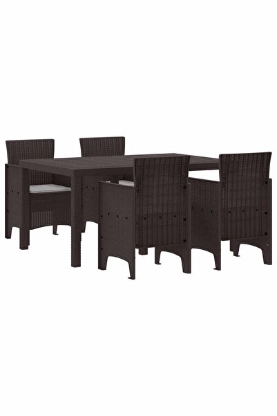 vidaxl Set de masa pentru gradina 5 pcs Maro Ratan Polt