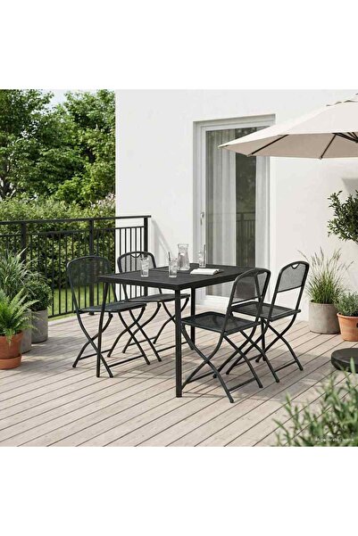 vidaxl Set de Mobilier pentru Exterior 5 pcs Antracit Fier si OÈ›el