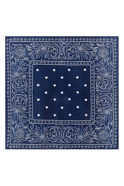 Silk and Cashmere Lacivert Laila Saf İpek Küçük Kare Eşarp 53x53 cm