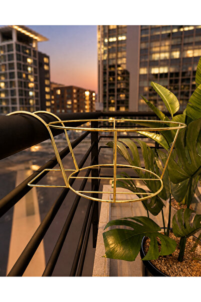 mba decor metal bending art Gold Metal Balkon Saksılık Saksı Tutucu Korkuluğa Asılan Çiçeklik 20 cm Sağlam Tel Demir
