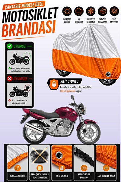 Cemku Twin غطاء محرك متوافق مع هوندا CBF 250 باللون الرمادي من الأعلى والبرتق...