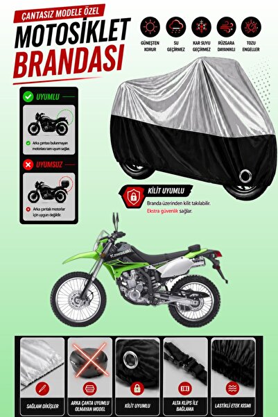 Cemku Twin غطاء محرك متوافق مع دراجة كاواساكي KLX 250 باللون الرمادي من الأعل...