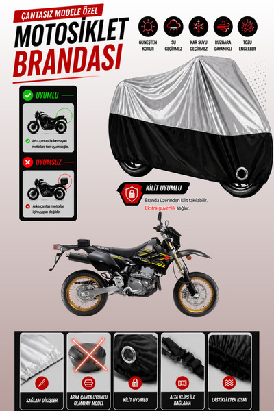 Cemku Twin غطاء محرك متوافق مع سوزوكي DRZ400 SM باللون الرمادي من الأعلى والأ...