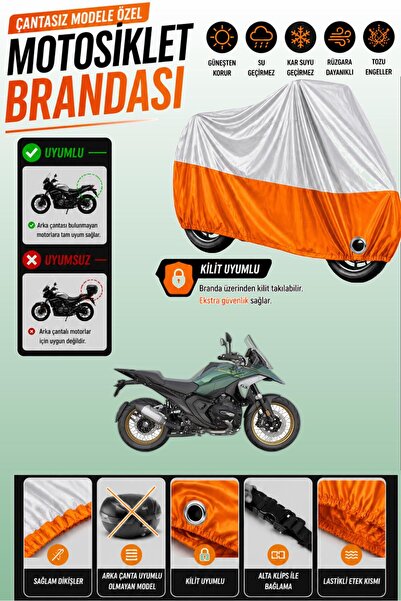 Cemku Twin غطاء محرك متوافق مع BMW R 1300 GS باللون الرمادي من الأعلى والبرتق...