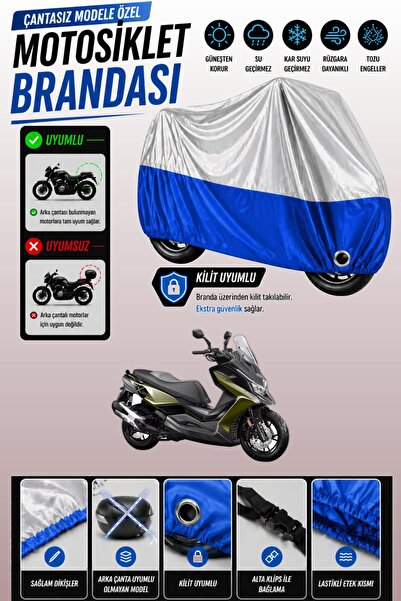 Cemku Twin غطاء محرك متوافق مع Kymco DTX 360 باللون الرمادي من الأعلى والأزرق...
