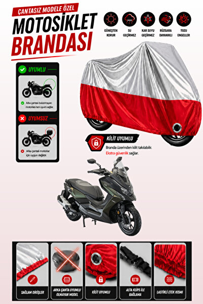 Cemku Twin غطاء محرك متوافق مع Kymco DTX 250 باللون الرمادي من الأعلى والأحمر...