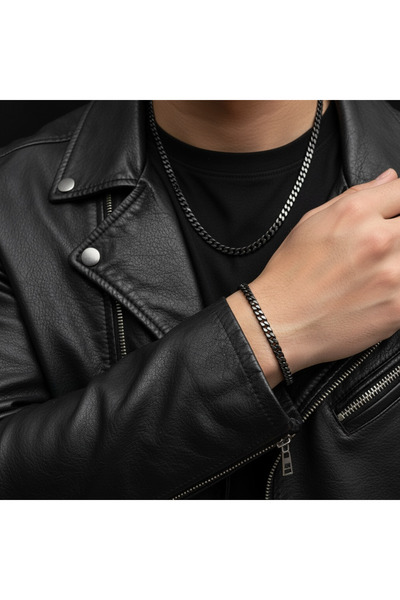 GLSVM Premium | Oksitli Black Gurmet Kolye & Bileklik Seti | 316L Paslanmaz Ç...