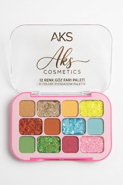 aks kozmetik Glitter Far AKS 12'li, Glitterli Far Paleti