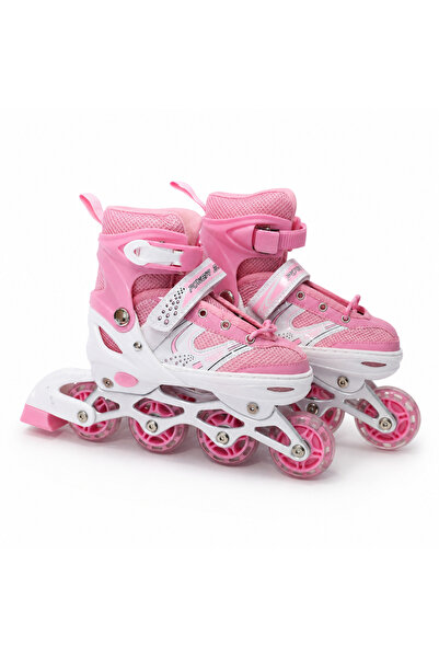 Toyska Işıklı Ayarlanabilir (Alıştırma ve Sıralı) Paten M-(35-38)-Pembe