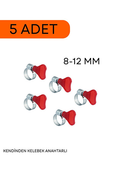 TORK 8-12 mm Kendinden Kelebek Anahtarlı Hortum Kelepçesi 5 Adet Fiyatıdır