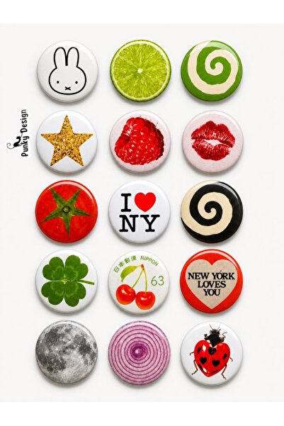 Punky Store Trend-15| 44 mm PVC Kaplı Rozet Seti Renkli Pop Art Y2K Vintage T...