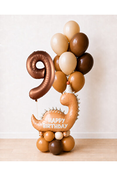 Balonsan Retro Happy Birthday Dinosaur Balloon Garland -9-