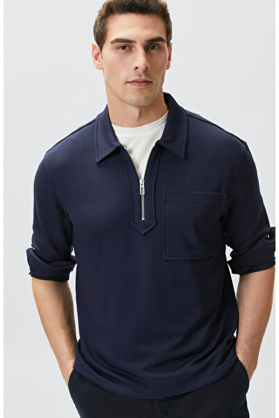 Network Lacivert Dik Yaka Sweatshirt
