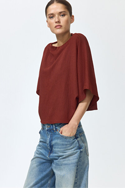 H&M Kayık Yakalı Krinkle Üst
