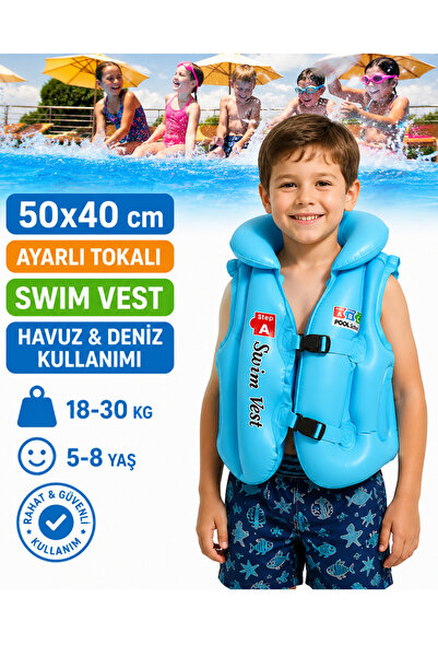 LRS STORE A+ 5-8 Yaş Çocuk Şişme Can Yeleği 50x40 cm Yüksek Kalite Havuz Deni...