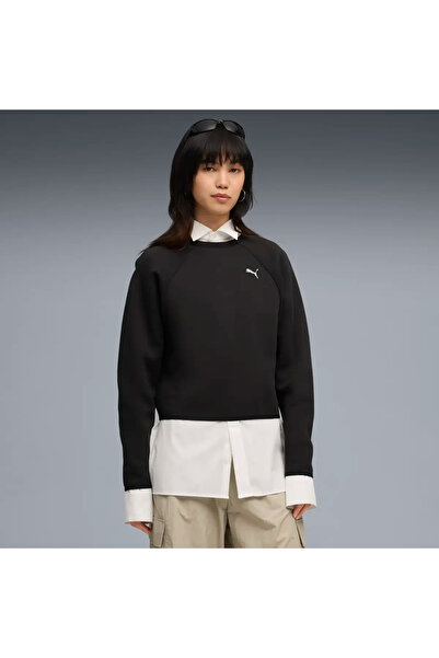 Puma EVOSTRIPE Comfort Short Crew Siyah Kadın Sweatshirt