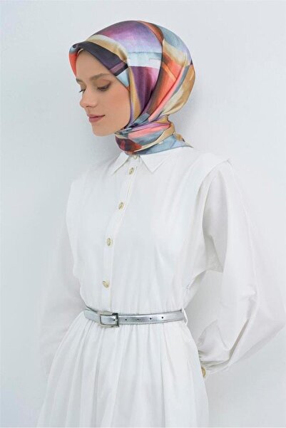Armine Sura Pure Silk Scarf 9510 - 80 Purple Gray Pastel Pattern