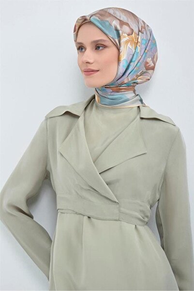 Armine Tivil Pure Silk Scarf 9529 - 81 Soft Green Floral Pattern