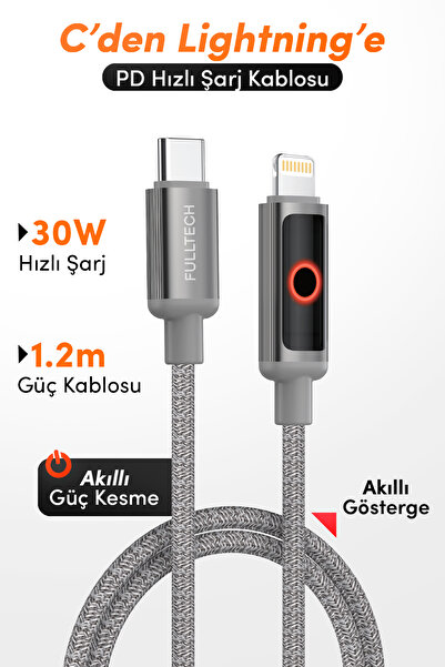Fulltech FC153 Type-C to Lightning PD 30W Hızlı Şarj Kablosu 1.2M – iPhone Uy...