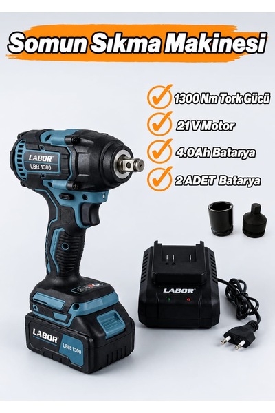 LABOR LBR1300 Şarjlı Somun Sökme Sıkma 1300 Nm 3/4'' Lokma Uçlu 21 V 4 Amper ...