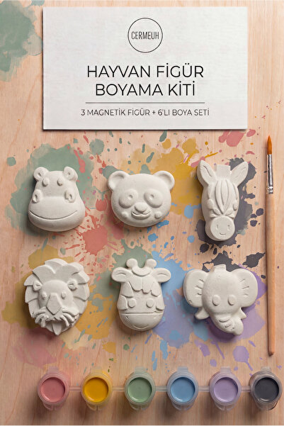 cermeuh Mini Sanat Kiti – Magnetli Hayvan Figürler (6’lı Boyama Seti) - Dekor...