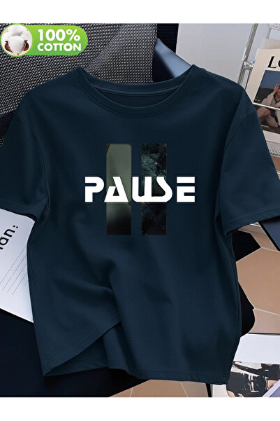 uyguntarz Unisex Pause Baskılı Tasarım Tshirt