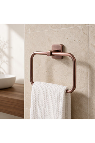 İSAOĞLU YAPI Mat Bakır Kare Banyo Havluluk Eskitme Gold Pirinç Paslanmaz Çeli...
