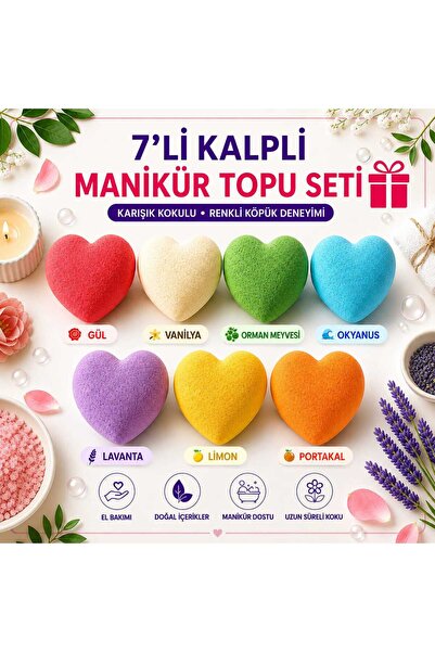 COLOURFUL MASAL 7 Adet 10-12 GR. Manikür Boy Banyo Topu, Nem Bombası, Banyo B...