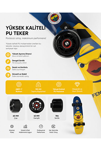 MUBX Kanarya FB Lisanslı Kaykay 81 CM ABEC-7 Profesyonel Skateboard
