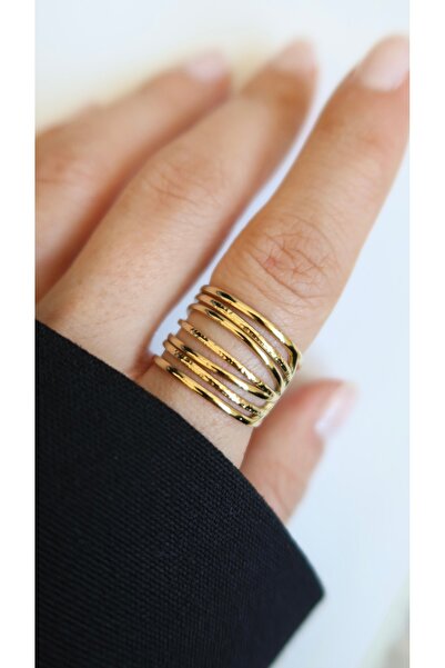 Lysa Jewelry Çelik Gold Sarmal Yüzük