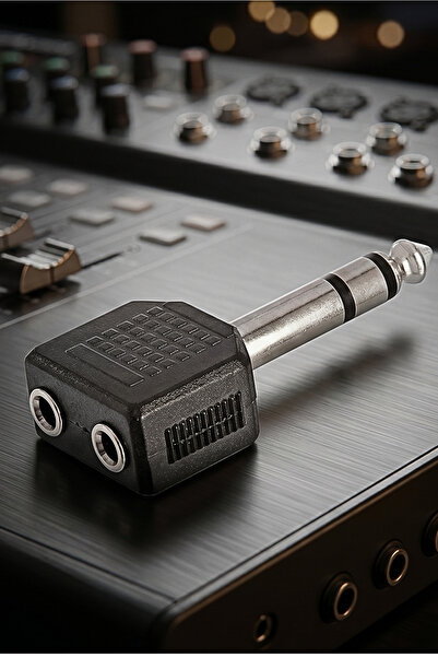 yonextt 6.3 mm Stereo Erkek 3.5 mm Stereo x 2 Dişi Çevirici Jack Fiş