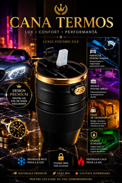 OEM Premium Black Gold Thermos Mug – Experience Shared Moments, Elegance and ...