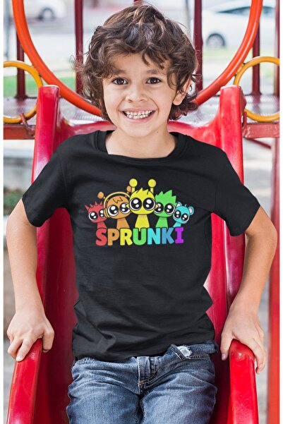 SEVBANO Tricou pentru copii unisex cu imprimeu Sprunki Game (1-12 ANI)