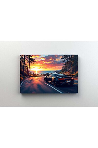 Efect Canvas Tablou Canvas - Supermasina pe coasta apus colorat