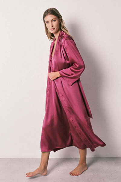 Women'secret Satin-finish long ruffled robe