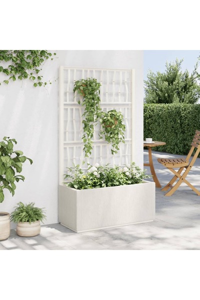 vidaxl Jardiniera de gradina cu spalier, alb, 80x36x140 cm, PP