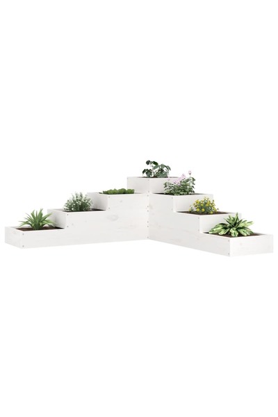 vidaxl Jardiniera gradina cu 4 niveluri, alb, 106x104,5x36 cm lemn pin