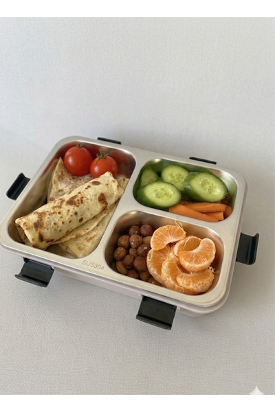 tiny wood 3 Gözlü Çelik Yemek Kabı – Yetişkin Beslenme Kabı, Sızdırmaz Lunch ...