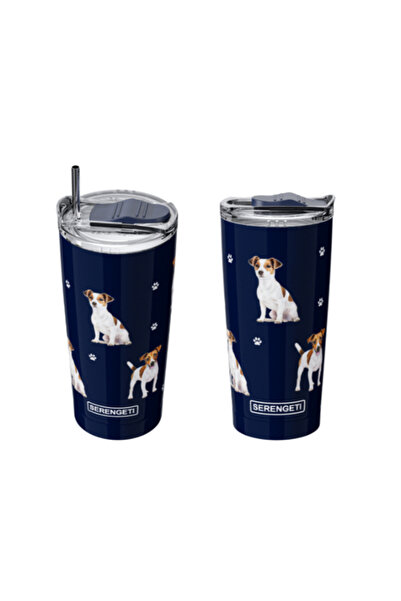 E&S Pets كوب سيرينجيتي مطبوع عليه صورة كلب جاك راسل تيرير، معزول بجدار مزدوج ...