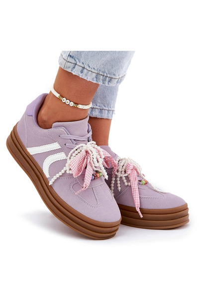 BOTO Adidași cu platformă pentru femei, cu decorațiuni, mov, Vinness 37