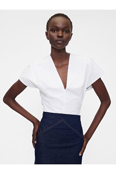 GAP Kadın Beyaz GapStudio Poplin Bodysuit