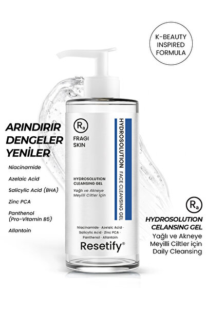 RESETIFY Hydrosolution Akne Karşıtı Yağ Dengeleyici Yüz Temizleme Jeli 200 ML