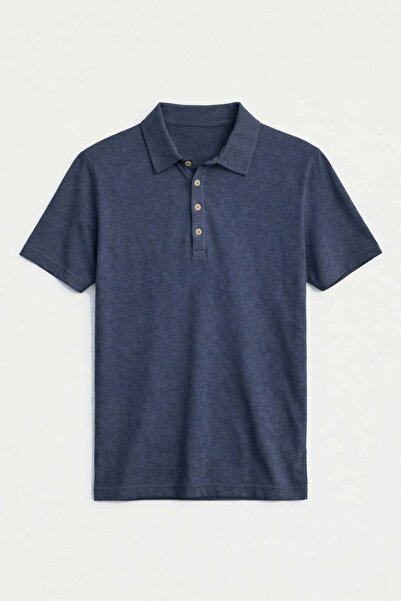Antioch Lacivert Düğmeli Polo Yaka Erkek T-Shirt