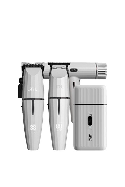JRL PROFESSIONAL Ghost Kit 3 Saç Kesim Çizim Sakal ve Fön Makinesi Seti Beyaz