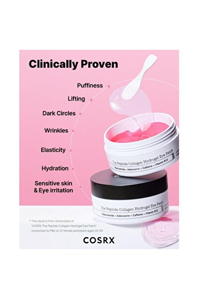 Cosrx Plasturi pentru ochi cu hidrogel, colagen și peptide de la The Peptide Cosrx, 60 bucăți